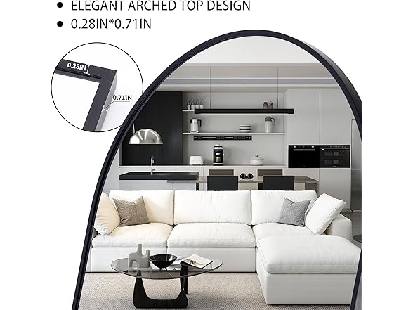 Simple Deluxe Arched Black Mirror