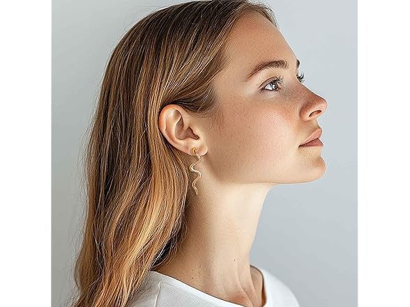 Olbye Snake Studs Earrings Gold Long 