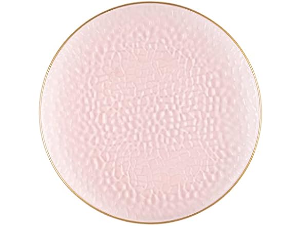 Pink/Gold Rim Hammered Chargers - 13" - 48CT