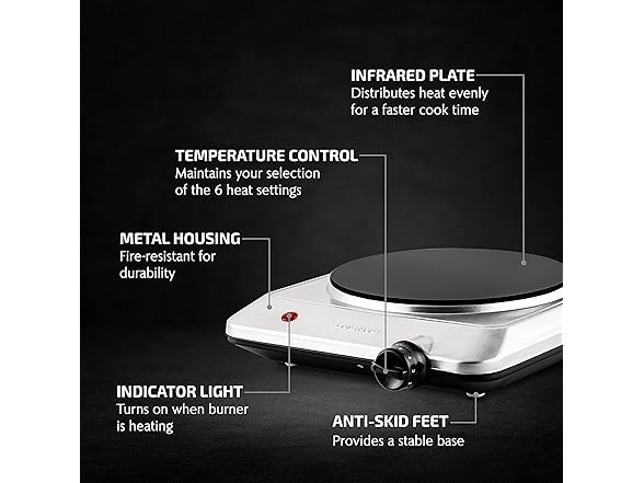 OVENTE Countertop Infrared Single Burner, 1000W