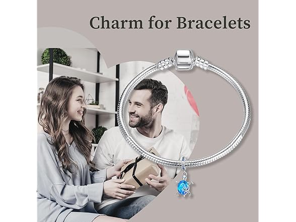 Famuan Aquamarine Turtle Charms