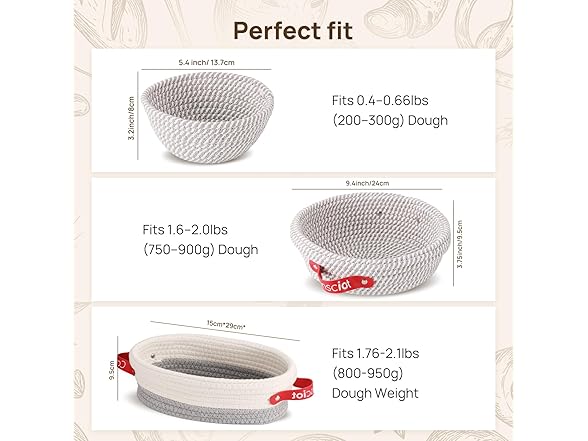 Sourdough Starter Kit 5 Banneton Round & Oval