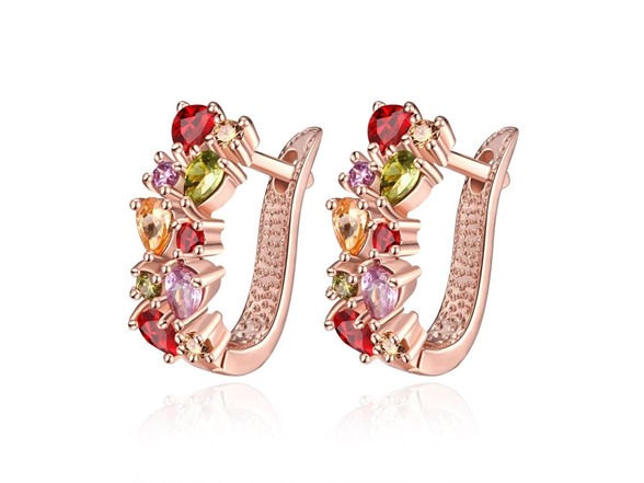 14K Rose Gold Plated Huggie Earring