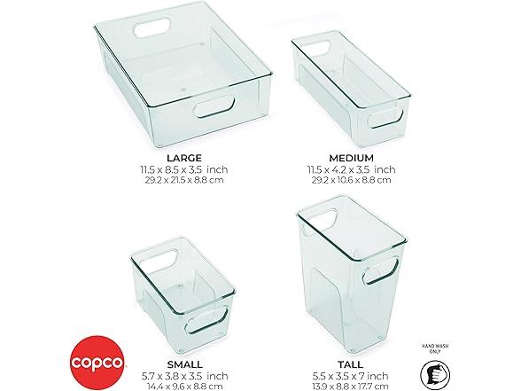 Copco Clear Storage Bin, Set of 4