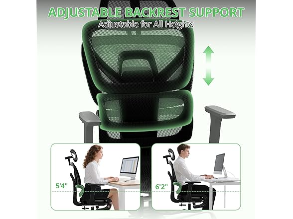 Synorla Ergonomic Office Chair with Footrest, Mesh Desk Chair with 135° Recline, Adjustable Lumbar Support, 3D Armrests and Headrest, Swivel Computer Chair for Home Office (Open Box)