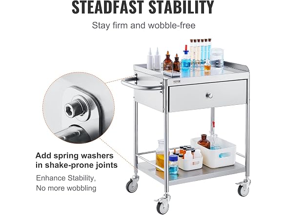 Medical Cart, 2-Layer Stainless Steel Cart 220