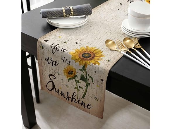 Sunflowers Rustic Table Runner-Cotton