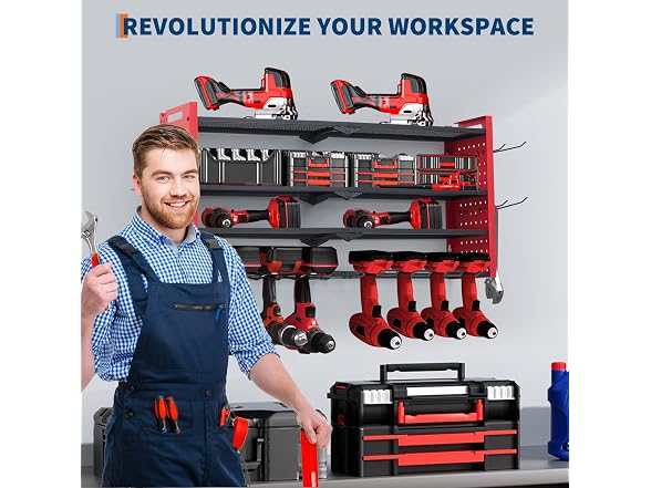 Takywep Heavy Duty Power Tool Organizer Wall Mount – 4-Layer