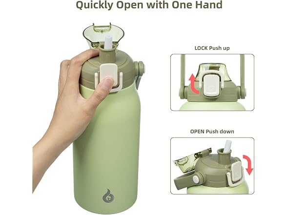 BJPKPK Insulated Water Bottles with Straw, 35 oz Light Green