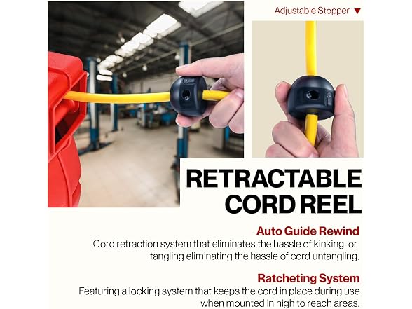 ReelWorks Extension Cord Reel Retractable 12AWG x 65'