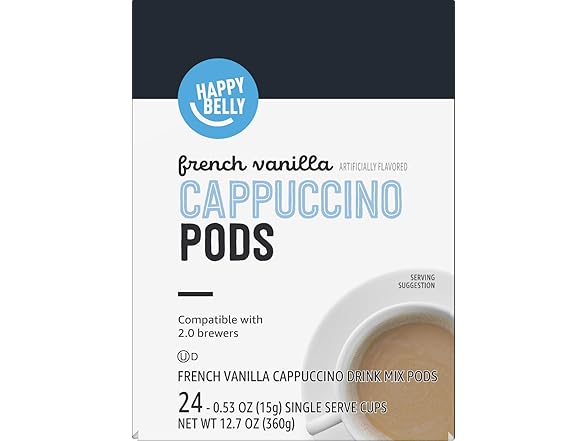 24CT Happy Belly Cappuccino Coffee Pods Light Roast
