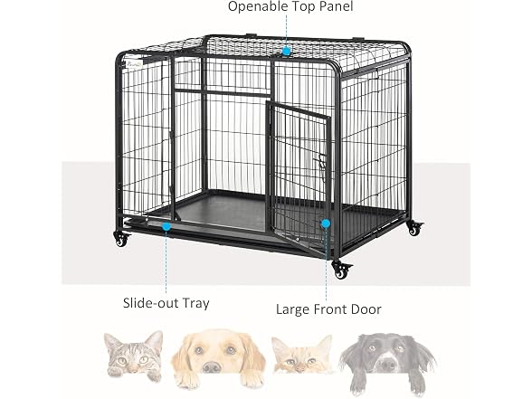 PawHut Folding Design Heavy Duty Metal Dog Cage