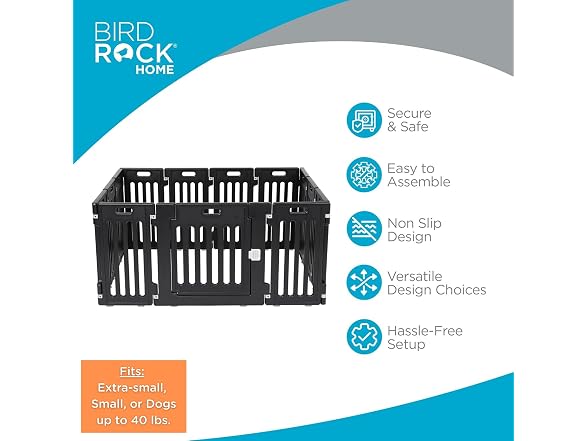 BIRDROCK HOME Dog Playpen w/Door, 12 Panel, 25.6"