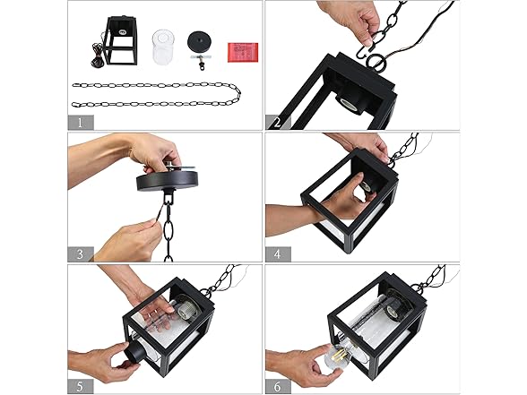 GEPOW Black Outdoor Pendant Light