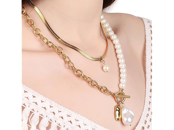 ADORANCE Gold Pearl Necklace