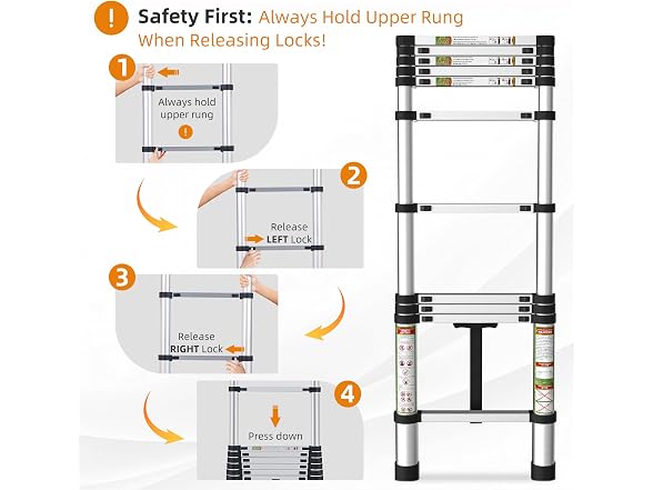 SPIEEK W0893 Telescoping Ladder 8.5FT (Open Box) - Gallery 3