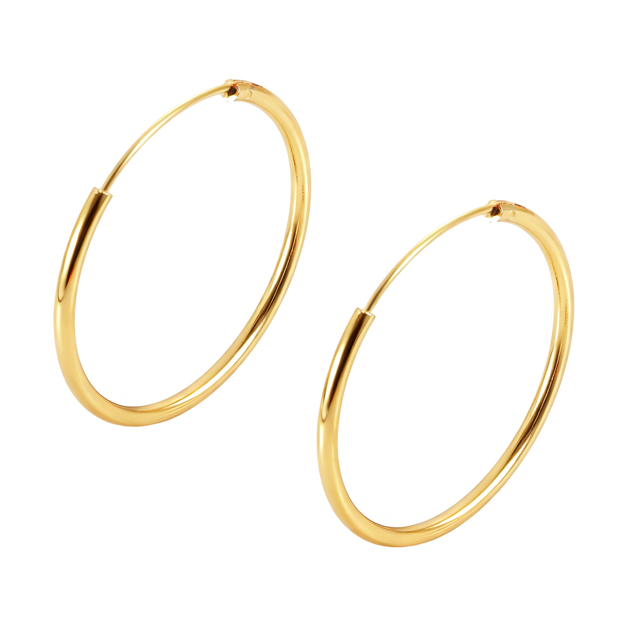 14K Gold Plated Hoop Earrings 30mm - Gallery 3