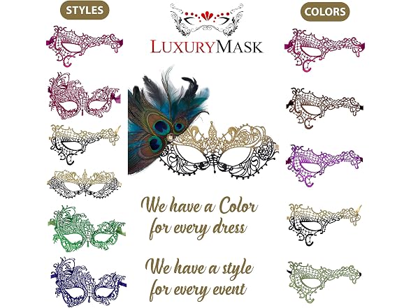 Luxury Mask Kids (OS) Black Gold Peacock Feather M