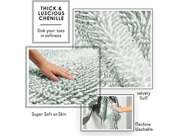 Hearth & Harbor Bathroom Rugs, Chenille- Ombre Green