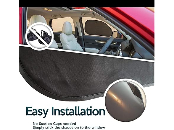 Zone Tech SS0019 Side Window Cling On Sun Shades- 2-Pack Bl