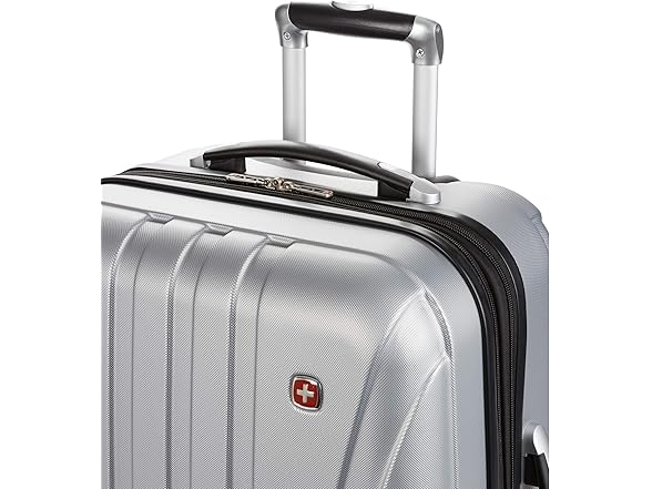SwissGear 7585 Hardside Luggage Silver, Checked-Medium 23-Inch