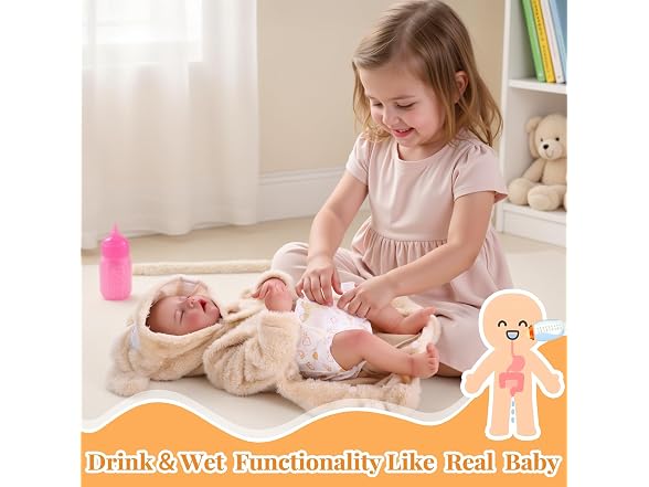 17 Inch Drink and Wet Reborn Baby Doll
