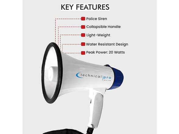 Megaphone with Siren & Foldable Handle