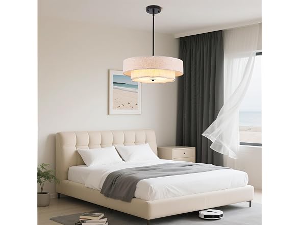 Prayou 17.7in 2-Layer Drum Chandelier
