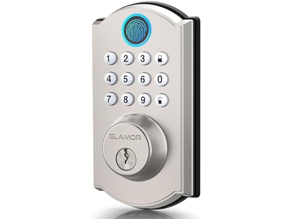 ELAMOR M19-Nickel Fingerprint Door Lock (Nickel)