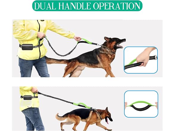 Hands Free Dog Leash, Dual Handle Retractabl