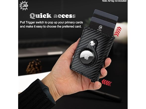 JGD Leather Airtag RFID Wallet, Black
