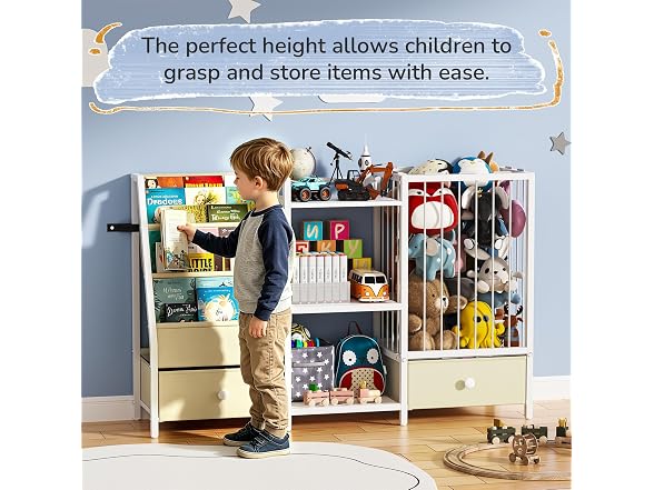 4-in-1 Kids Bookshelf and Toy Storage