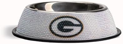 The Memory Company Officially Licensed Stainless Steel Pet Bowl, Premium Bling Team Logo Dog & Cat Food & Water Dish, Non-Slip Rubber Base, for Large/Small Breeds