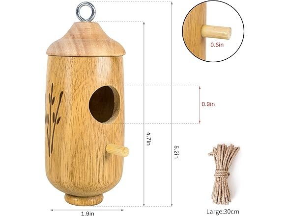 Wooden Hanging Hummingbird House 3Pk