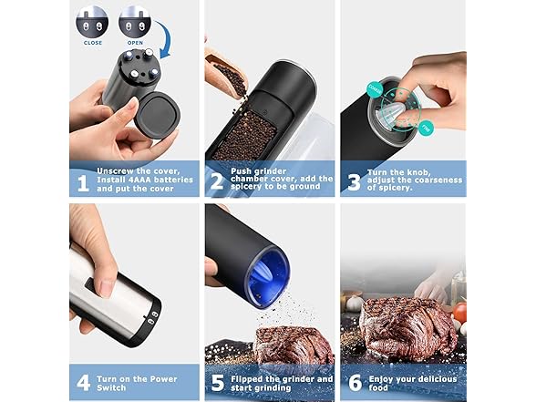 KitchenBoss Electric Gravity Salt Pepper Grinder Set