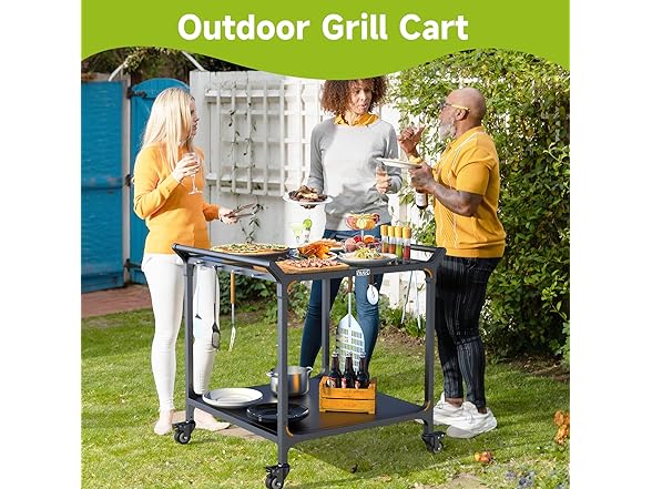 NUUK 32in Stainless Steel Grill Cart Black