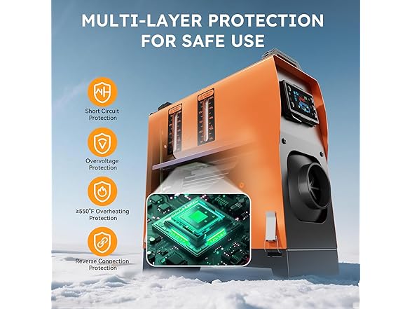 Ecojoy W0568 Diesel Heater 12V 8KW Orange Vertical - Gallery 5