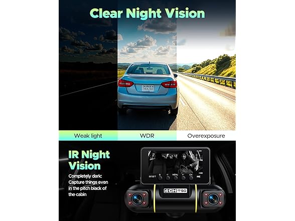 LAMTTO 360 Degree View 4 Channel Dash Cam