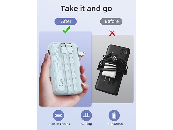 RORRY 10000mAh Power Bank w/ Wall Plug 22.5W