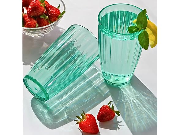 Kate Aspen Teal Fluted Plastic Drinking Glasses Set of 8