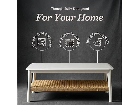 Alaterre Furniture Calais 48 Inch Rectangular Wood Coffee Table