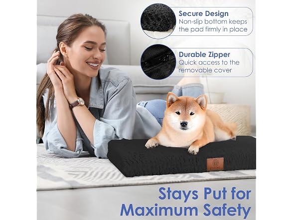 AKC Orthopedic Memory Foam Dog Crate Mat, 23" x 36", Black