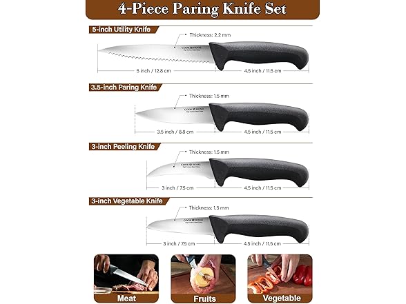 Cook N Home Paring Knife 4-Piece Set