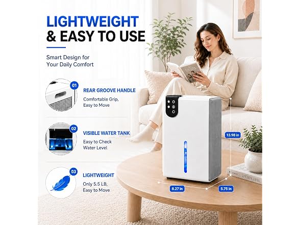 WoEleLigt Dehumidifiers for Home, White Grey