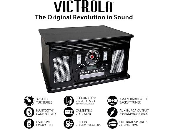 Victrola Aviator 8-in-1 Bluetooth Record Player