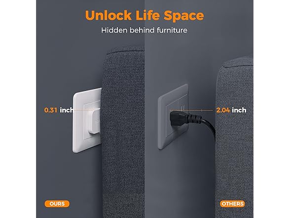 TESSAN 10ft Cord Power Tower (8 Outlets, 2 USB-C, 2 USB-A)