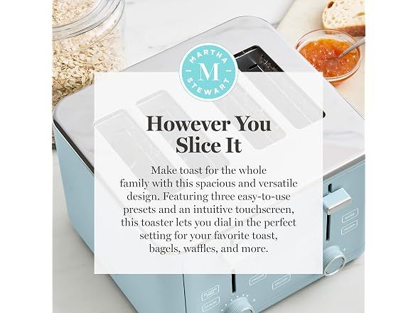 Martha Stewart 4 Slice Toaster 1800W, Sky
