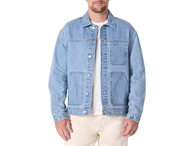 $10.99, Was $42.90, 74% Off! Amazon Essentials Mens Rigid Denim Utility Jacket dealfomo