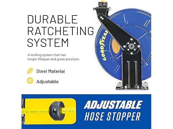 GOODYEAR Heavy Duty Hose Reel Retractable 3/8" Inch x 50'
