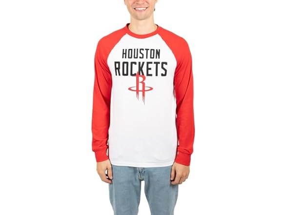 Ultra Game Men's NBA Rockets Raglan Tee (S)